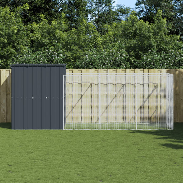Hundehütte mit Auslauf Anthrazit