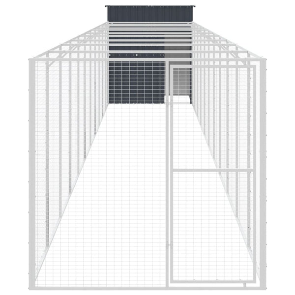 Hundehütte mit Auslauf Anthrazit