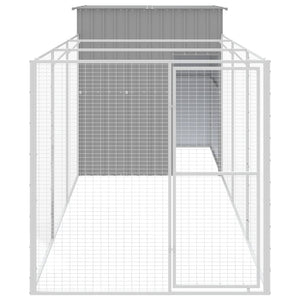 Hundehütte mit Auslauf, Hellgrau