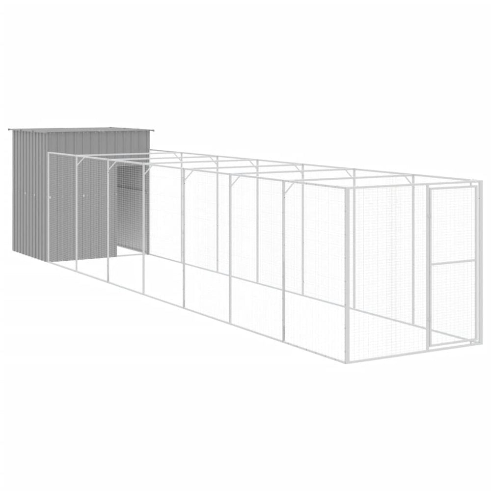Hundehütte mit Auslauf, Hellgrau