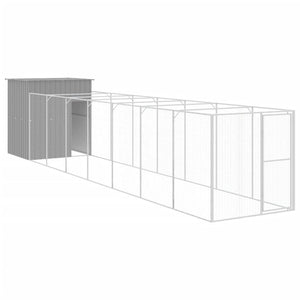 Hundehütte mit Auslauf, Hellgrau