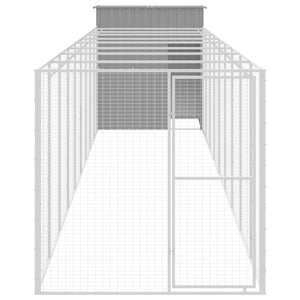 Hundehütte mit Auslauf, Hellgrau