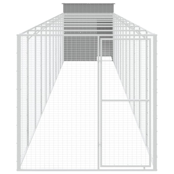 Hundehütte mit Auslauf Hellgrau