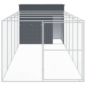 Hundehütte mit Auslauf Anthrazit