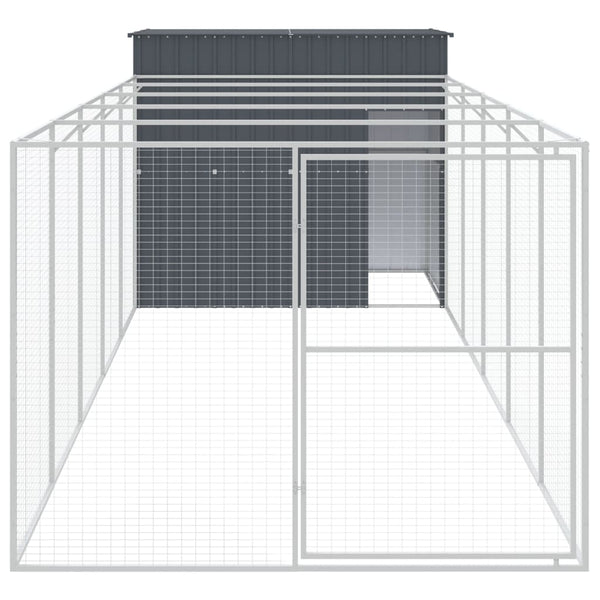 Hundehütte mit Auslauf Anthrazit