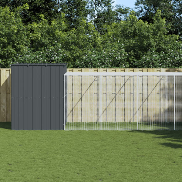 Hundehütte mit Auslauf Anthrazit