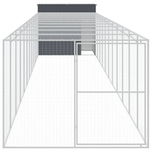 Hundehütte mit Auslauf Anthrazit 214 cm