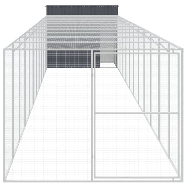 Hundehütte mit Auslauf Anthrazit 214 cm