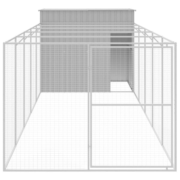 Hundehütte mit Auslauf, Hellgrau