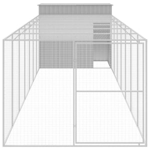 Hundehütte mit Auslauf, Hellgrau
