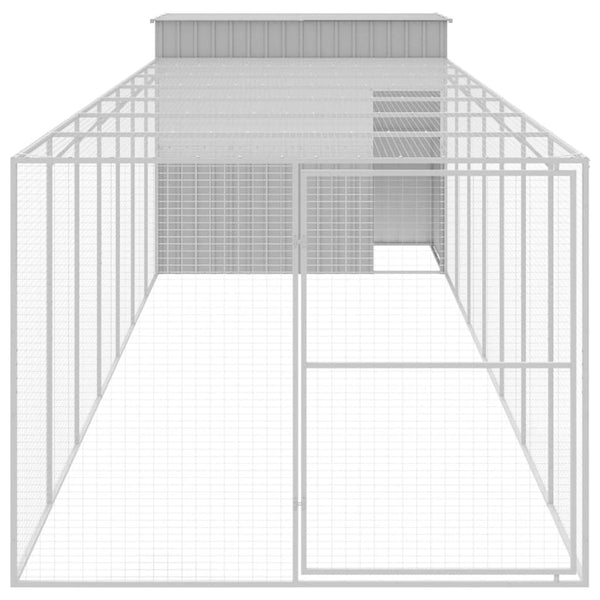 Hundehütte mit Auslauf, Hellgrau