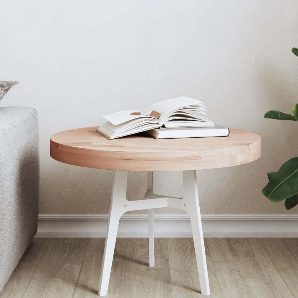 vidaXL Plateau de table Ø50x4 cm Rond Hêtre Massif