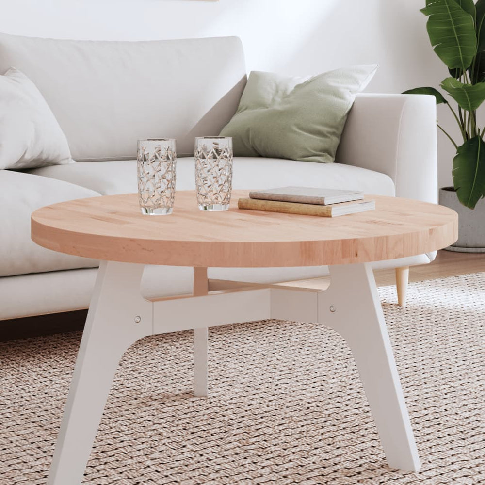 vidaXL Plateau de table Ø80x4 cm Rond Hêtre massif