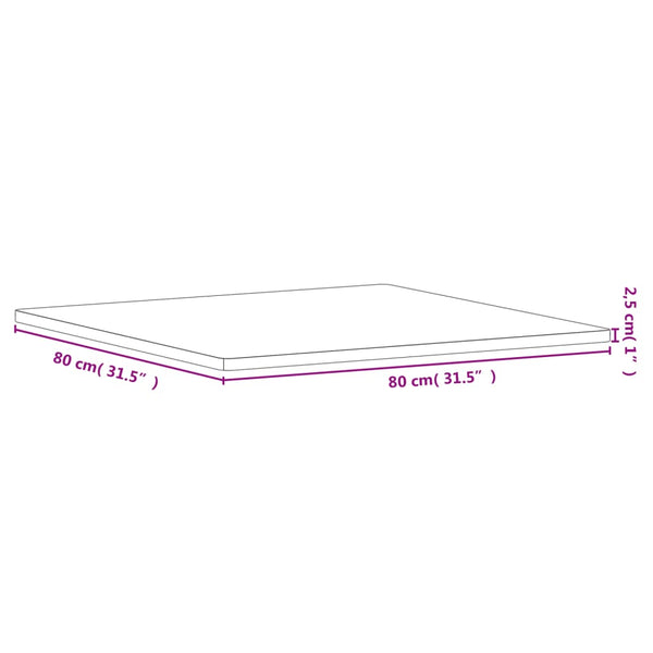 Buche Tischplatte 80x80 cm Massivholz Quadratisch