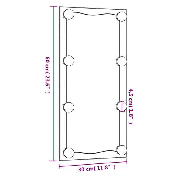 LED Wandspiegel 30x60 cm Rechteckig