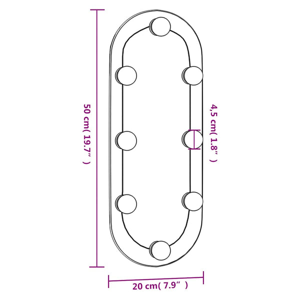 LED Wandspiegel Oval 20x50 cm