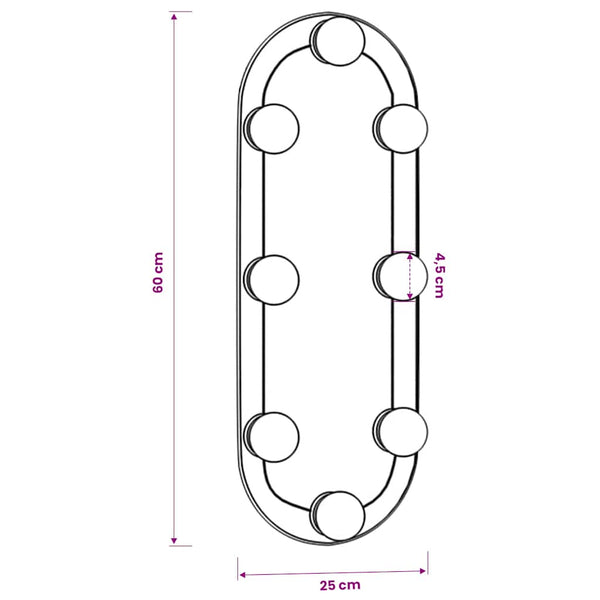 LED Wandspiegel Oval 25x60 cm