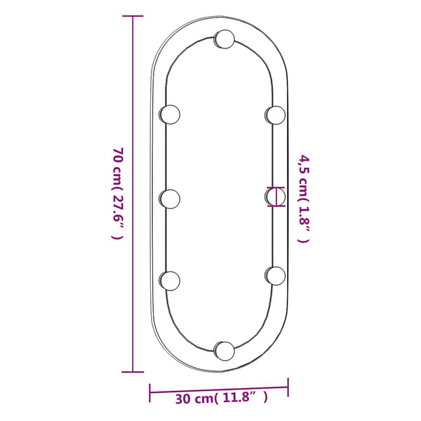 LED Wandspiegel Oval 30x70 cm