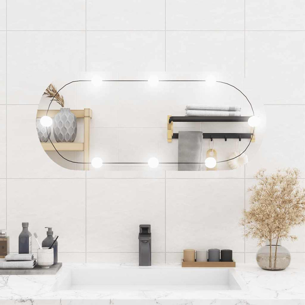 Wandspiegel mit LED-Beleuchtung Oval 35x80 cm