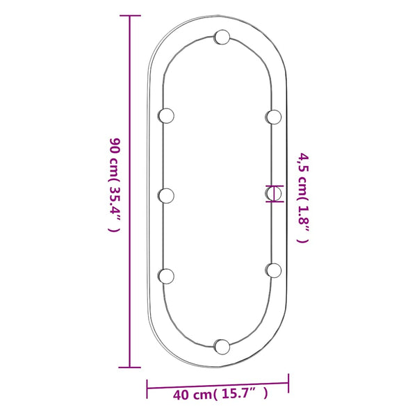 LED Wandspiegel Oval 40x90 cm