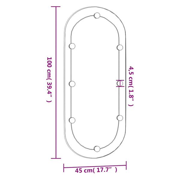 Wandspiegel mit LED-Beleuchtung Oval 45x100 cm