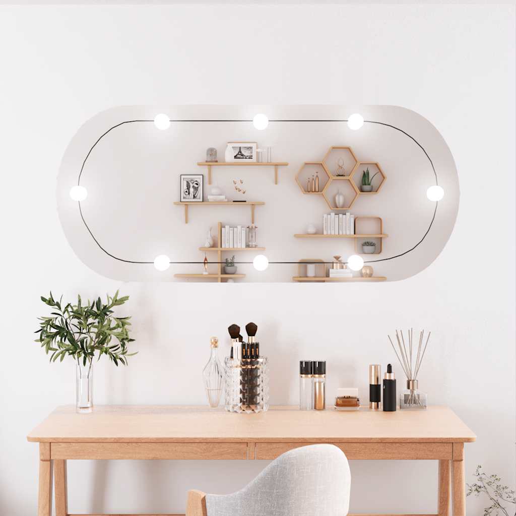 Wandspiegel mit LED-Beleuchtung Oval 45x100 cm