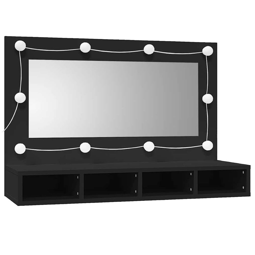 LED Spiegelschrank Schwarz 90 cm