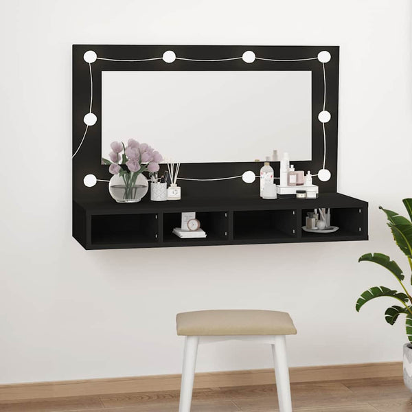 LED Spiegelschrank Schwarz 90 cm