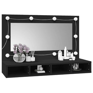 LED Spiegelschrank Schwarz 90 cm
