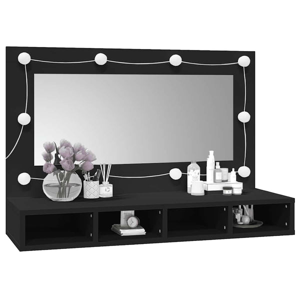 LED Spiegelschrank Schwarz 90 cm