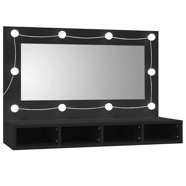 LED Spiegelschrank Schwarz 90 cm
