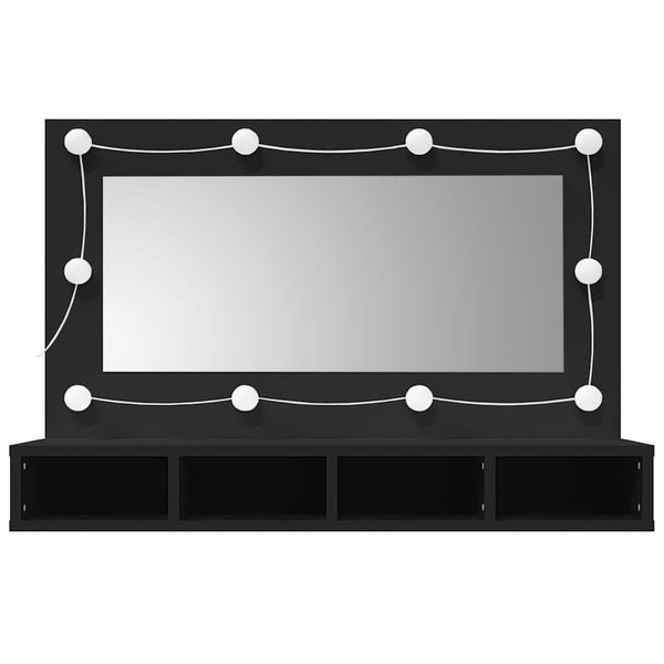 LED Spiegelschrank Schwarz 90 cm