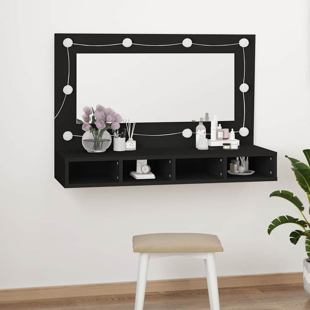 LED Spiegelschrank Schwarz 90 cm