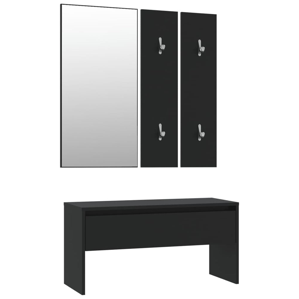 Garderoben Set Schwarz Holzwerkstoff