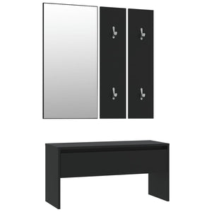 vidaXL Ensemble de porte-manteaux Noir Bois d'ingénierie