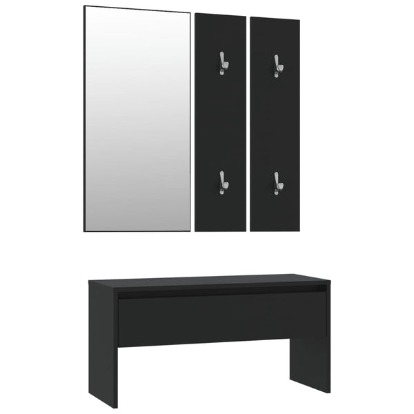 vidaXL Ensemble de porte-manteaux Noir Bois d'ingénierie
