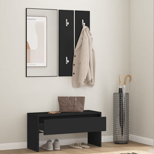 vidaXL Ensemble de porte-manteaux Noir Bois d'ingénierie
