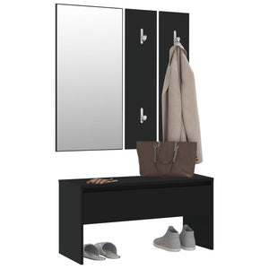 vidaXL Ensemble de porte-manteaux Noir Bois d'ingénierie