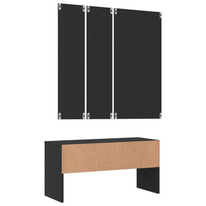 vidaXL Ensemble de porte-manteaux Noir Bois d'ingénierie