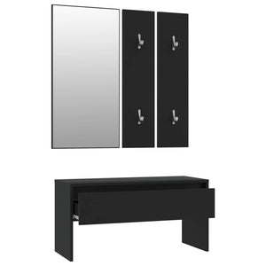 vidaXL Ensemble de porte-manteaux Noir Bois d'ingénierie
