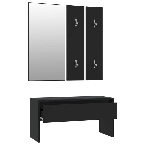 vidaXL Ensemble de porte-manteaux Noir Bois d'ingénierie
