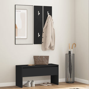 vidaXL Ensemble de porte-manteaux Noir Bois d'ingénierie