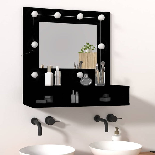 LED Spiegelschrank Schwarz 60x62cm