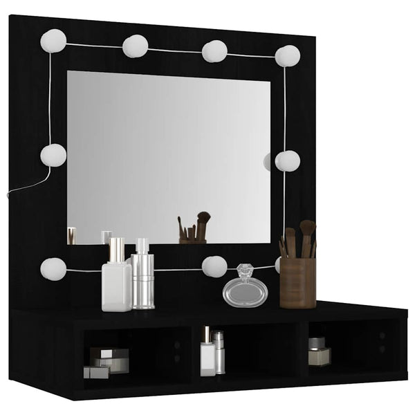LED Spiegelschrank Schwarz 60x62cm