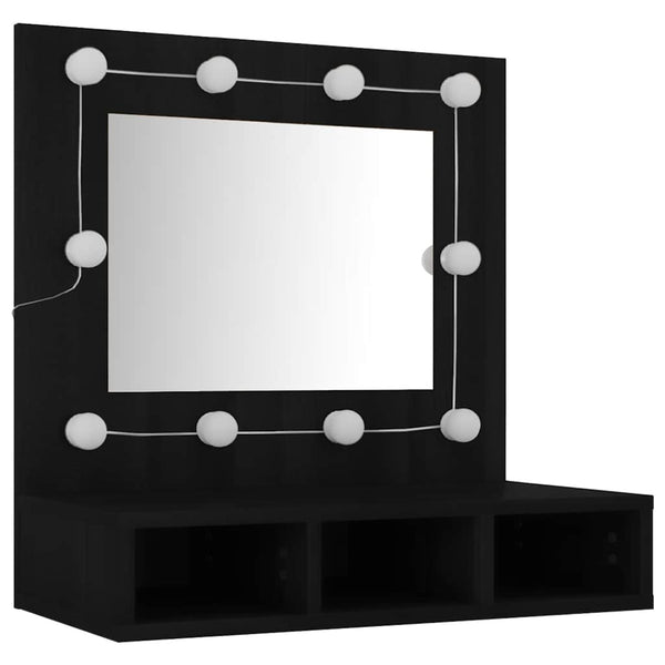 LED Spiegelschrank Schwarz 60x62cm