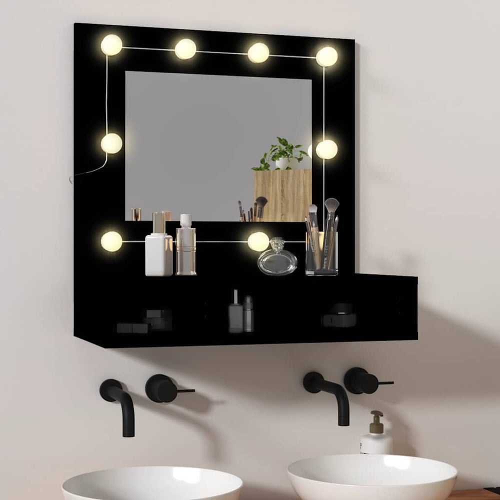 LED Spiegelschrank Schwarz 60x62cm