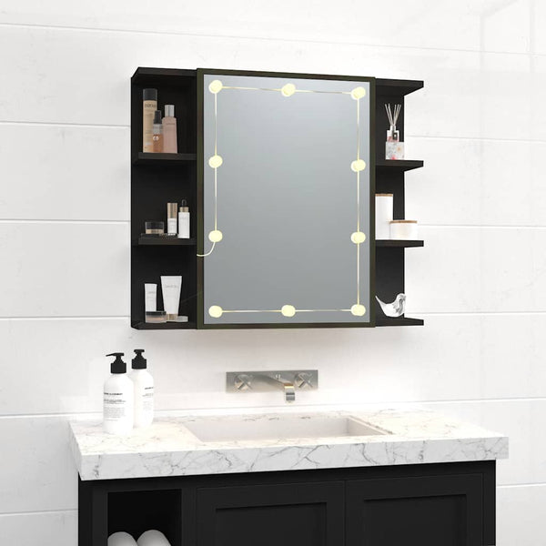 LED Spiegelschrank Schwarz 70x60 cm
