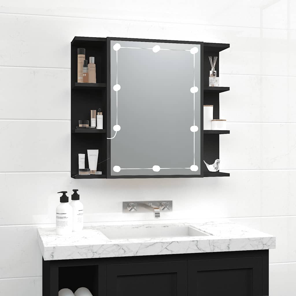 LED Spiegelschrank Schwarz 70x60 cm