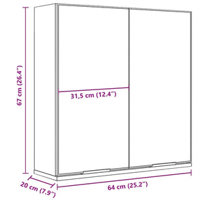 Schwarzer Spiegelschrank 64x20x67 cm