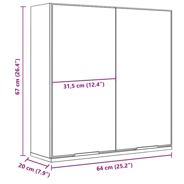 Schwarzer Spiegelschrank 64x20x67 cm